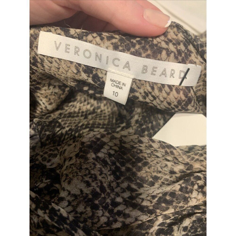 Veronica Beard Authentic Brown Black Snake Print V Neck Tank Dress 10 Medium - Picture 4 of 6